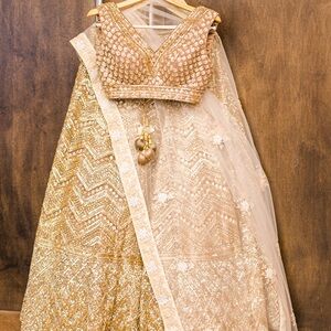 Sabyasachi Inspired Gold Bridal or Wedding Guest Lehenga